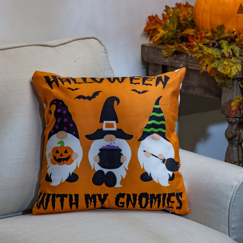 16 in. Orange Halloween Gnome Decorative Pillows Set of 2