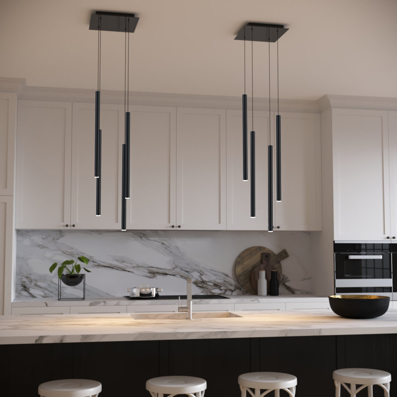 Luminaire suspendu cylindrique à 4 lumières DEL Baileyton, Noir