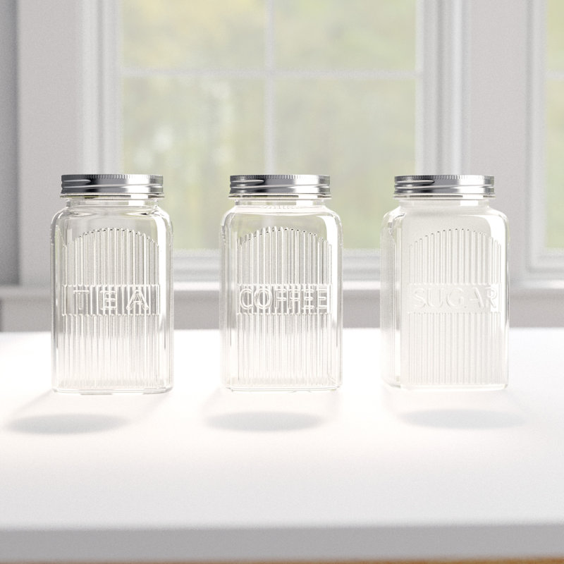 Glass Jar - Set of 3, Silver