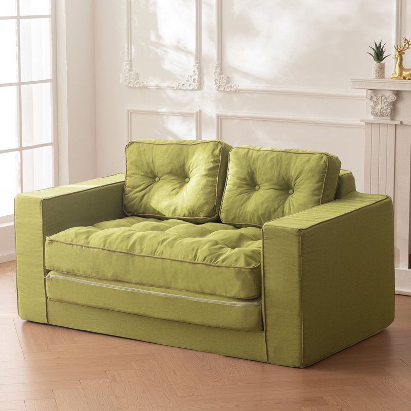 Vintage 3-in-1 Chenille Convertible Bean Bag Sofa Bed with High-Density Foam, Loveseat Sofa with Removable Cover