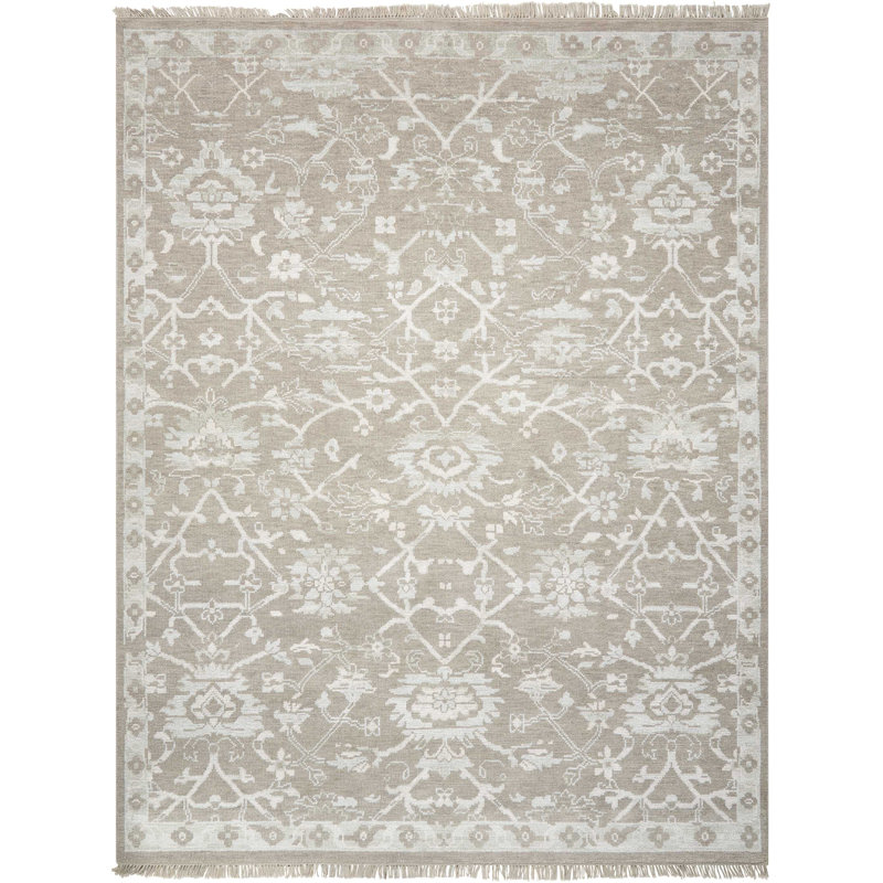 Tapis gris transitionnel fait à la main Lunel