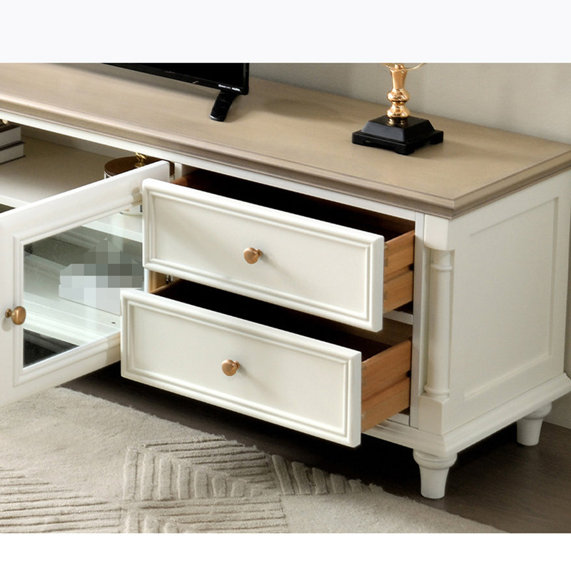 Crédence de rangement American, Blanc / Gris, H 22,44 po x l 70,78 po x P 16,93 po