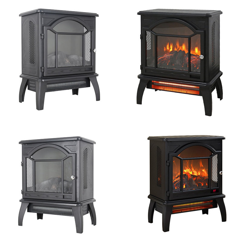 Sagunto 17.5"W Electric Fireplace Stove, Freestanding Fireplace Heater w/Realistic Flame,Portable,Remote