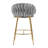 26'' Counter Height Bar Stools Velvet Kitchen Island Counter Bar Stool With Hand- Wave Back,Golden Chromed Base & Footrest-1156031440