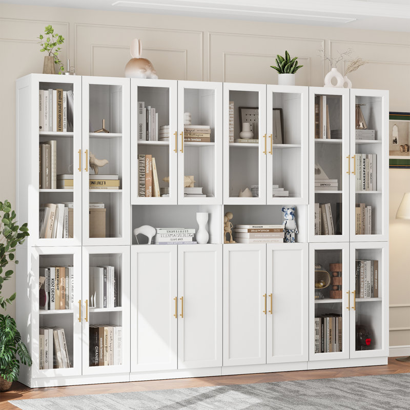 Bibliothèque en verre avec tablettes réglables, 71 pouces de hauteur, panneau de fibres à densité moyenne