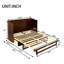 Grand lit escamotable, armoire en bois de pin avec décoration en rotin et tiroir de rangement-227526257