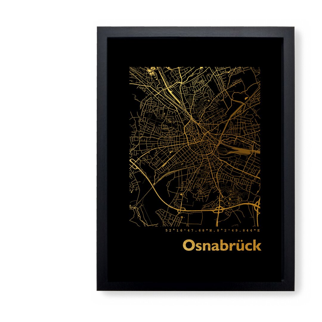 Gerahmtes Papierbild - Grafikdruck „Osnabrück Map”