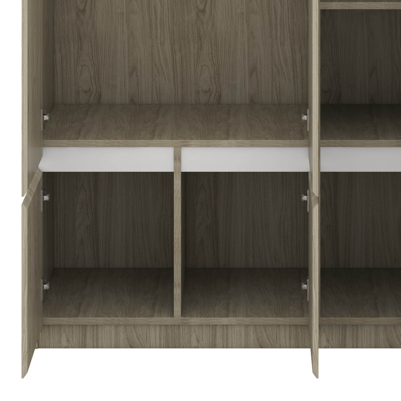 Rangement pour garde-robe en bois 6 portes pour chambre à coucher, Naturel / brun