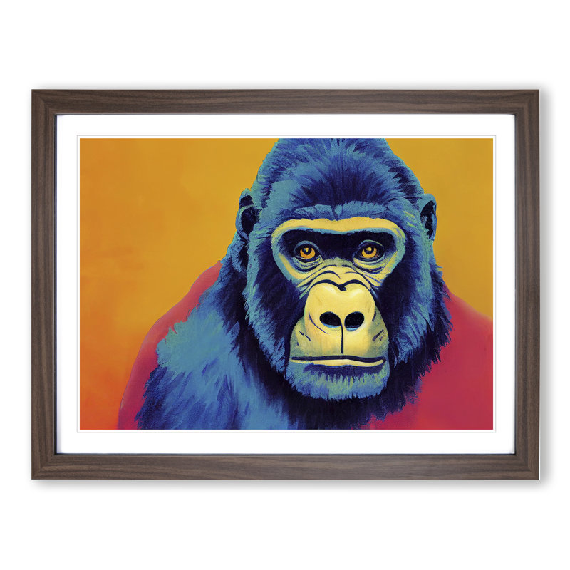 Impressive Gorilla Abstract - Single Picture Frame Print, 46cm H x 64cm W x 2cm D, Walnut
