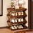 Foldable Under-Desk Shoe Rack - Chinese Retro Style Multi-Layer Space-Saving Storage Shelf, Easy Pull-Out Design