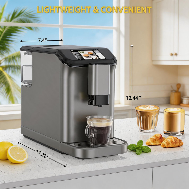 Automatic Espressoses Machine & Milk Frother with Stainless Steel Conical Burr Grinder, Integrated 0.75 L Milk Container & 1.5 L Water Tank, One-Touch Brew Cappuccino & Latte Machine.