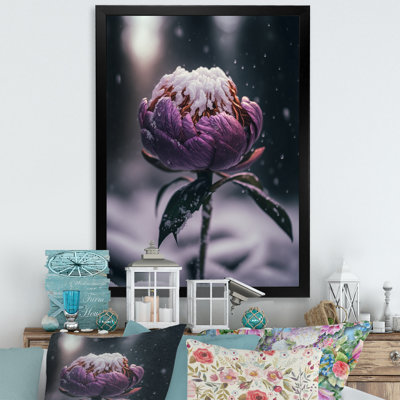 «A Blooming Puple Peony Flower in Winter I», impression sur toile