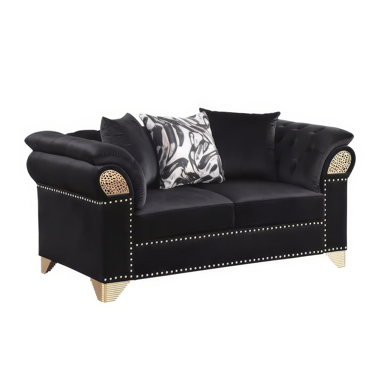 Edna 2 Piece Living Room Black, Black