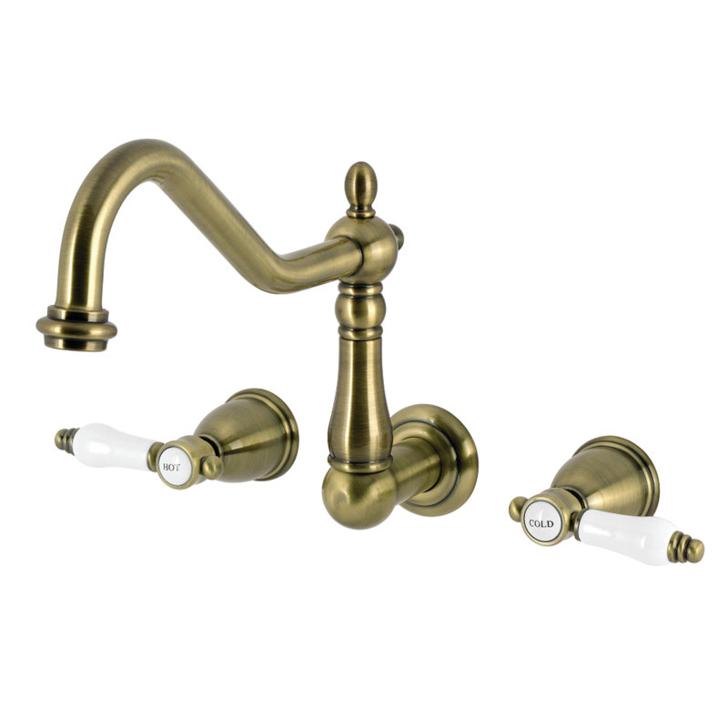 Kingston Brass Bel-Air Two-Handle 2-Hole Tub Wall Mount Clawfoot Tub Faucet, Antique Brass