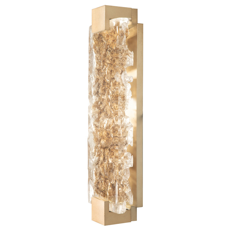 Terra LED Flush Mounted Sconce, Gold, 27.75" H x 6.25" W x 3.5" D, Rake Clear
