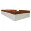 Structure de lit de jour simple rembourrée avec clôture et escalier (brun et blanc)-2030110170