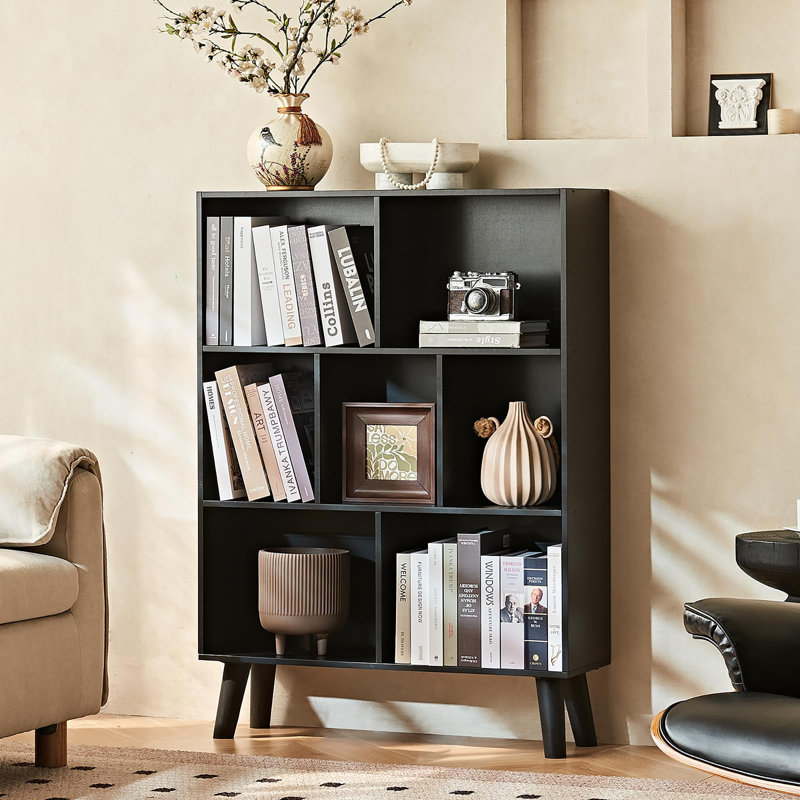 3-Tier Freestanding Open Cube Bookshelf, Black