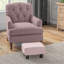 Repose-pieds en rose - Cube rembourré en lin pour le salon, siège confortable rembourré en mousse éponge 24D, structure en bois massif et 4 pieds, léger et facile à déplacer, L 15,75 po x l 11,75 po, H 9,5 po, 220 lb