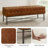 Laryn 50" W Tufted Genuine Leather Bench with Iron Frame-1495374456