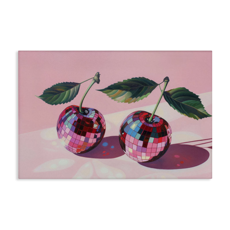 Disco Ball Cherry Pair Canvas, design by LSR Creative Studio, 20" H x 30" W