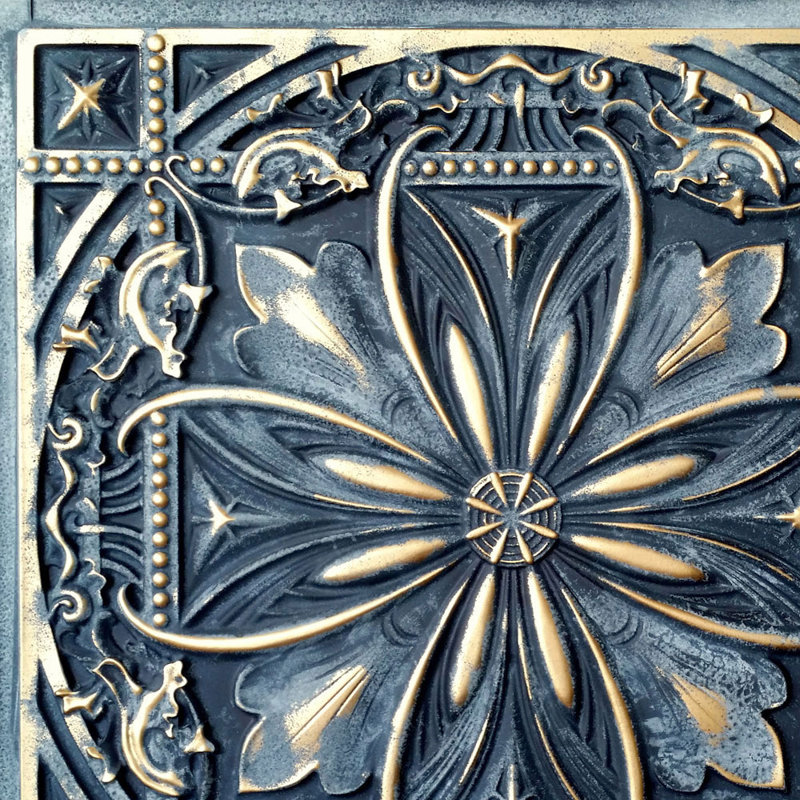Milan 24'' L x 24'' W Textured PVC Drop-In & Glue Up Ceiling Tile Ceiling Tile, Smoked Gold