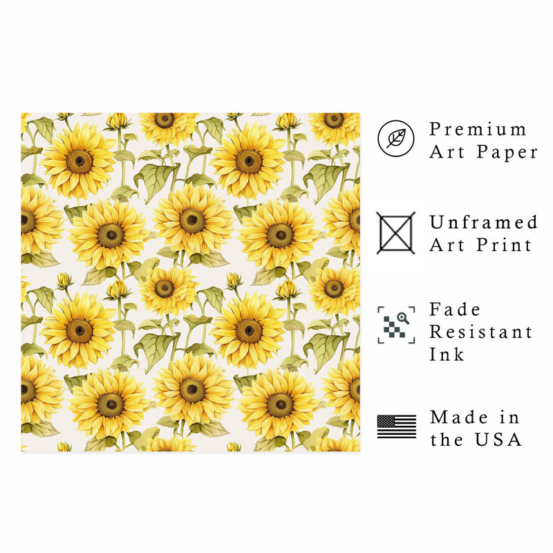 Motif de tournesols floraux, H 28 po x l 28 po