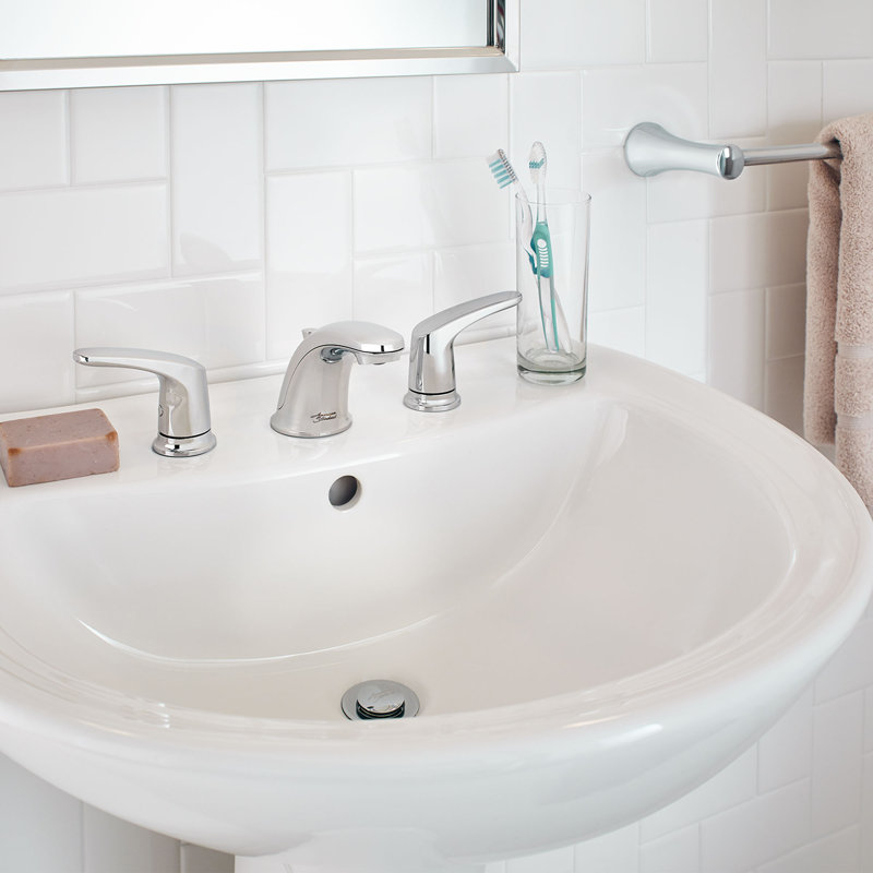 Robinet de salle de bain espacé à deux poignées avec ensemble de drain Colony Pro, Chrome poli, Avec bonde 50/50