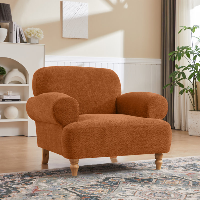41.75" Oversized Modern Upholstered Accent Chair with Recessed Arms Solid Wood Legs for Living Room
