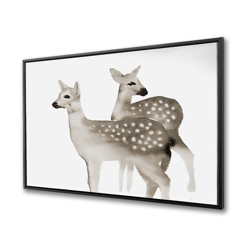 Brown Faons - Rustic Animals Framed Canvas Home Decor, 37.25" H x 49.25" W