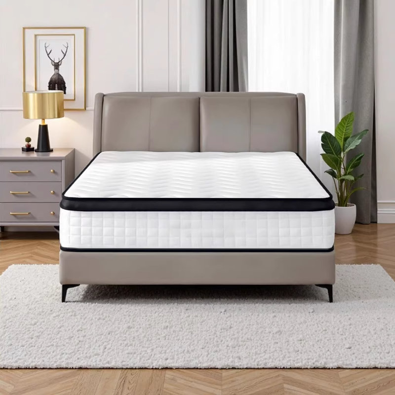 Très grand matelas à ressorts ensachés 12 pouces - mi-ferme avec mousse viscoélastique imprégnée de gel pour soutenir la colonne vertébrale, soulager la pression et isoler les mouvements