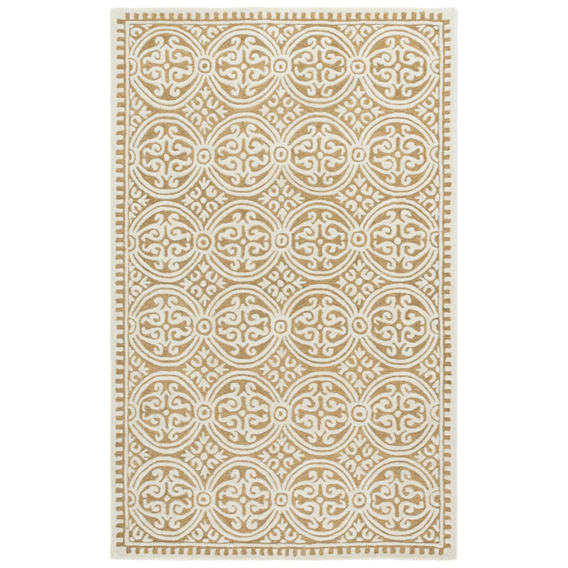 Cambridge 123 Hand Tufted Wool Damask Rug, Rectangle 6' x 9'