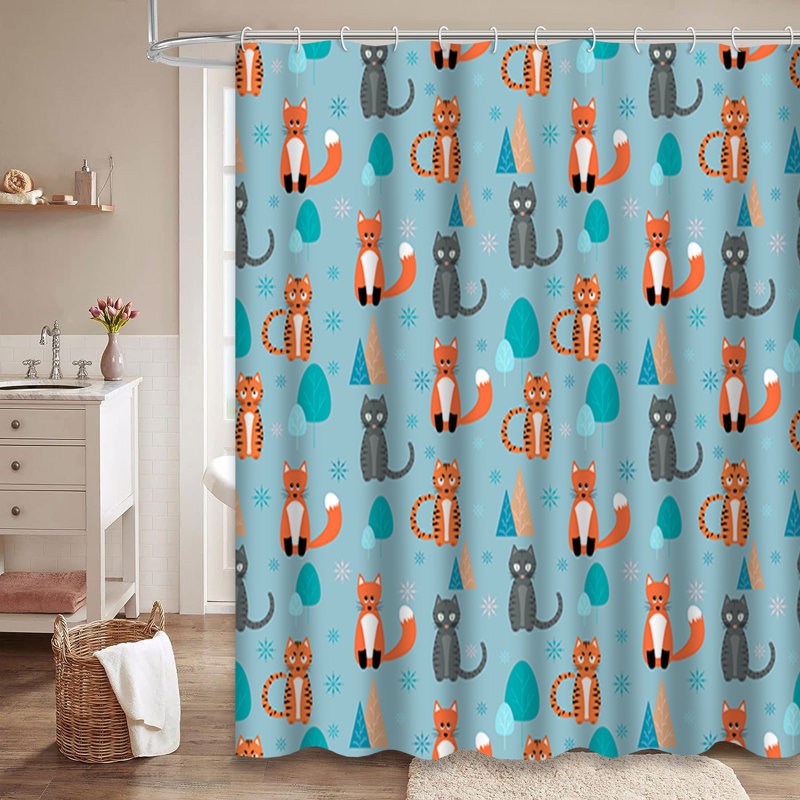Rideau de douche mignon avec 12 crochets, L 72 po x l 72 po