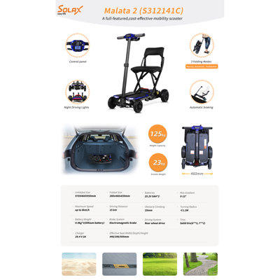 4-Wheel Remote Folding Mobility Scooter For Adults And Seniors, Super Lightweight And Compact Plus NFC Electric Foldable Mobility Scooter With Suspenion Capacity.