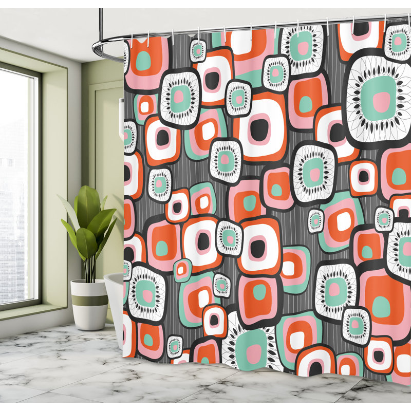 Vintage Look Shower Curtain with Hooks Included, 69" H x 105" W