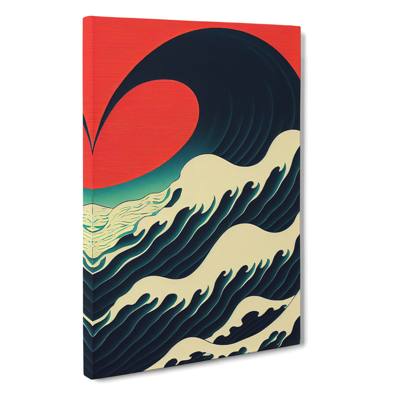 Modern Japanese Wave No.1 - Wrapped Canvas, 50cm H x 35cm W x 3cm D