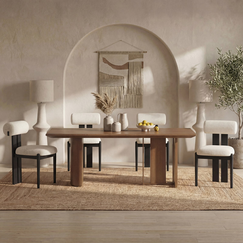 48cm H Upholstered Dining Chair in Camel, Black, Beige, 4