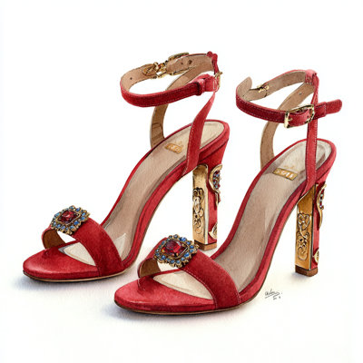 Ruby Jewel Heels Wrapped Canvas Wall Art