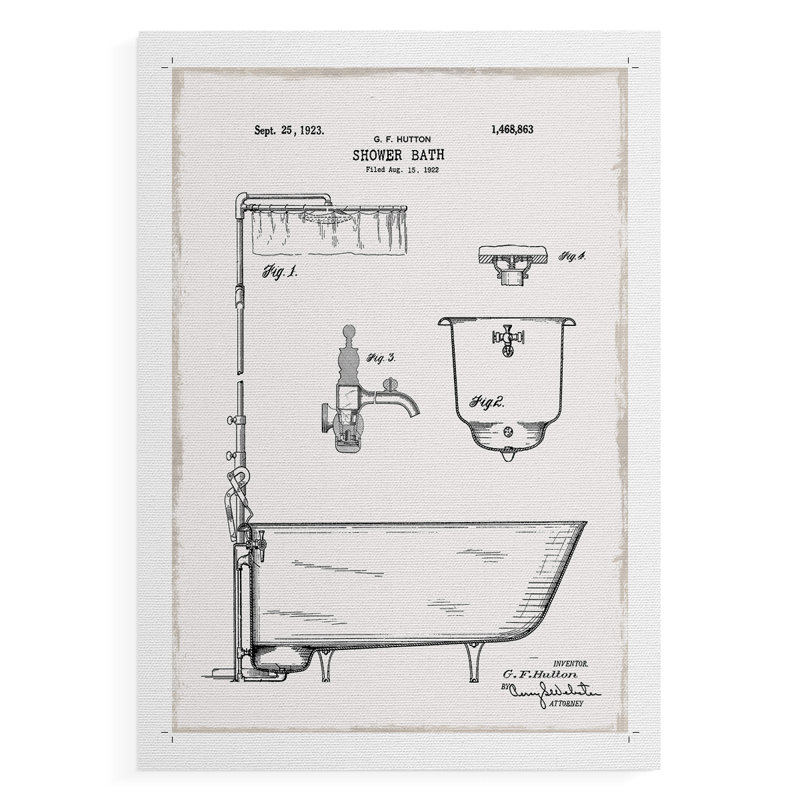 «Vintage Bath I», impression sur toile seulement - non encadrée