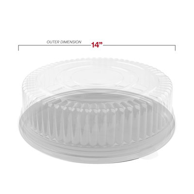 Plateaux ronds en plastique noir de 35,5 cm avec couvercles - 25 unités