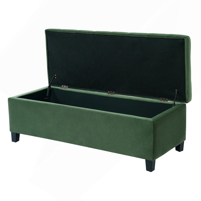 Banc de rangement rembourré, banc d'entrée, banc de bout de lit, repose-pieds pour chambre à coucher, vert rétro, 300 lb