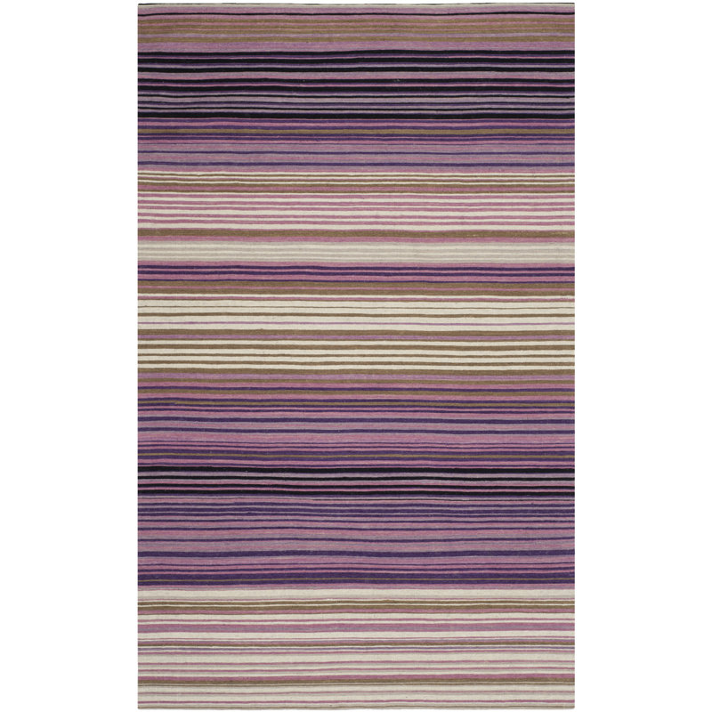 Cruz Hand Loomed Wool/Cotton Striped Rug in Lilac/White, Rectangle 8' x 10'