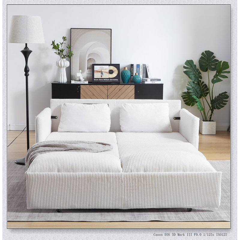 Canapé-lit réglable 3 en 1 avec lit escamotable, parfait pour une vie multifonctionnelle et un sommeil confortable, Beige