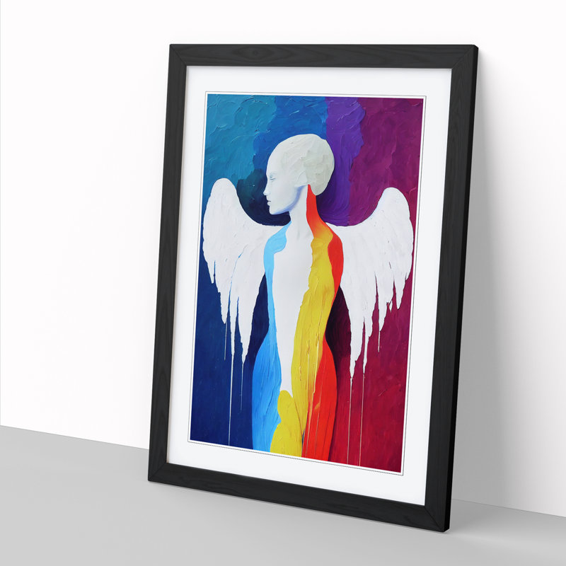FRM-V0523-93X Angel Palette Knife Vol.2 - Single Picture Frame Print, 34cm H x 25cm W x 2cm D, Walnut Framed
