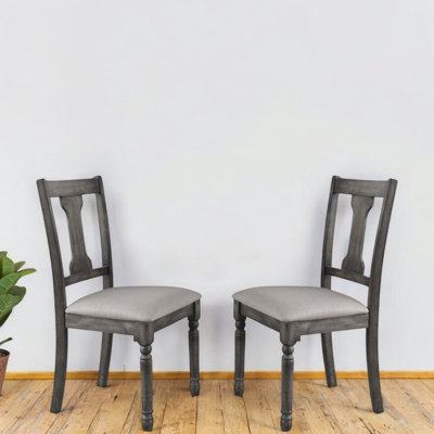Brindle Tan Linen & Weathered Gray Side Chair (Set-2)