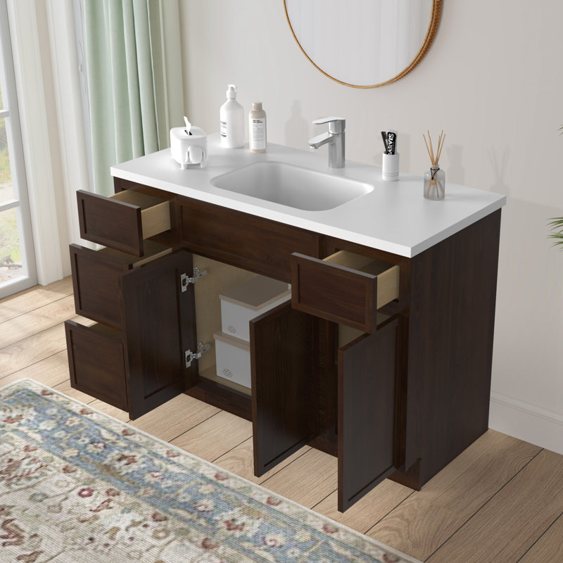 Base de meuble-lavabo simple 48 po seulement, Brun
