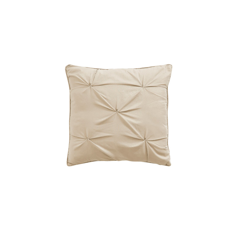 Carmen 3-Piece Pintuck Comforter Set, King Comforter + 2 Shams + 1 Throw Pillow, Taupe