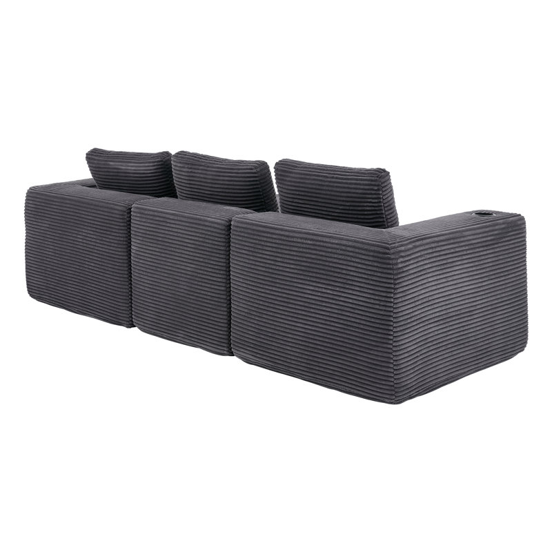 2 Seater Corduroy Sofa, Dark Gray