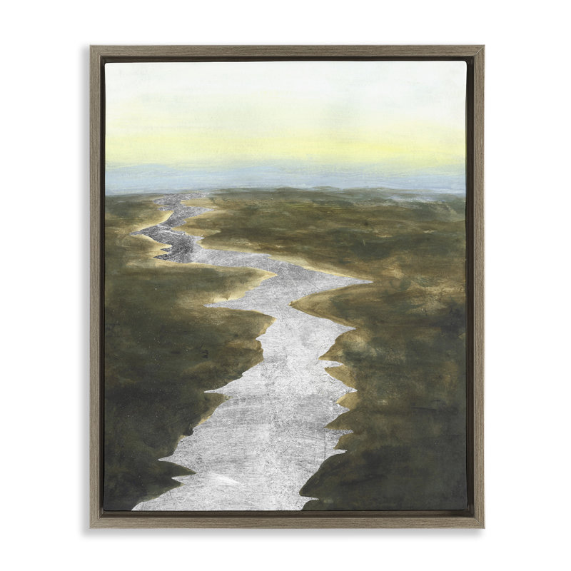 «Silver River Landscape», art par Michael Willett, Cadre flottant orme Montalcino, H 31 po x l 25 po