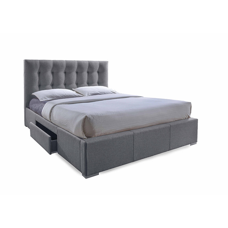 Upholstered Storage Bed, Queen, Grey