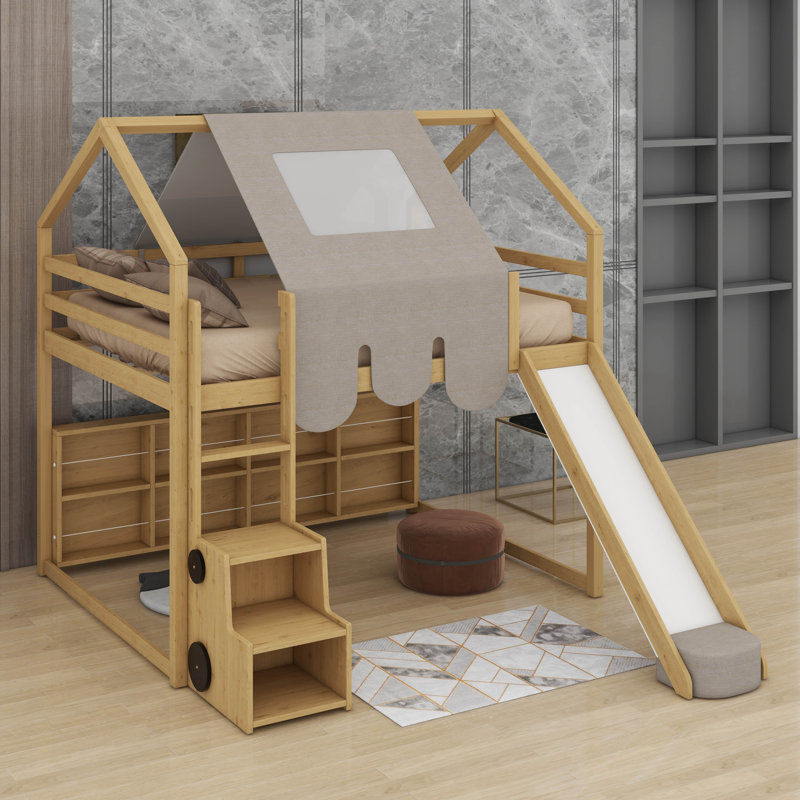 Lit mezzanine double avec tente